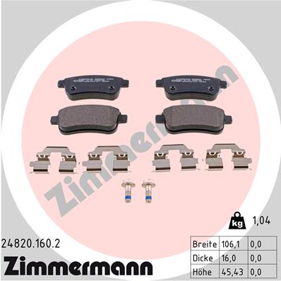 ZIMMERMANN Hátsó fékbetét 24820.160.2_ZIM