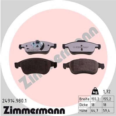 ZIMMERMANN Első fékbetét 24914.980.1_ZIM