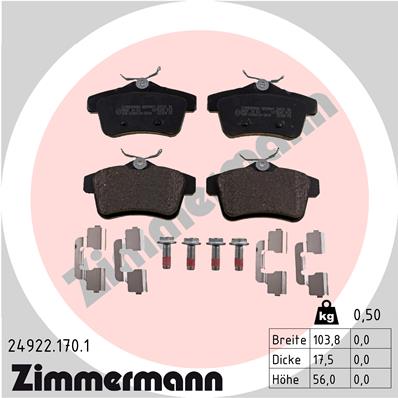 ZIMMERMANN Hátsó fékbetét 24922.170.1_ZIM