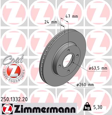 ZIMMERMANN Első féktárcsa 250.1332.20_ZIM