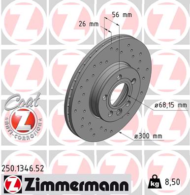 ZIMMERMANN Első féktárcsa 250.1346.52_ZIM