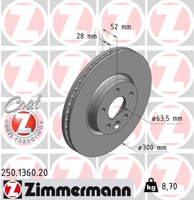 ZIMMERMANN Első féktárcsa 250.1360.20_ZIM