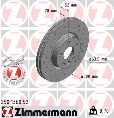 ZIMMERMANN Első féktárcsa 250.1360.52_ZIM