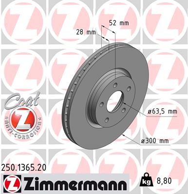 ZIMMERMANN Első féktárcsa 250.1365.20_ZIM