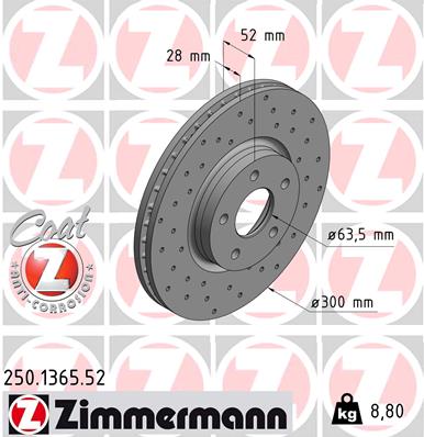 ZIMMERMANN Első féktárcsa 250.1365.52_ZIM