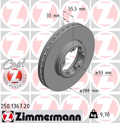 ZIMMERMANN Első féktárcsa 250.1367.20_ZIM