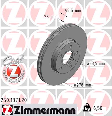 ZIMMERMANN Első féktárcsa 250.1371.20_ZIM