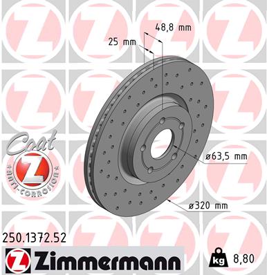 ZIMMERMANN Első féktárcsa 250.1372.52_ZIM