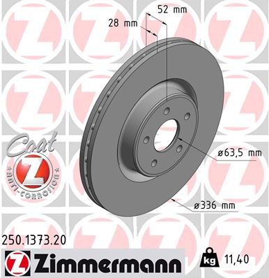 ZIMMERMANN Első féktárcsa 250.1373.20_ZIM