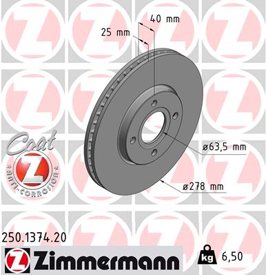 ZIMMERMANN Első féktárcsa 250.1374.20_ZIM