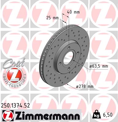 ZIMMERMANN Első féktárcsa 250.1374.52_ZIM