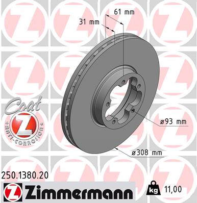 ZIMMERMANN Első féktárcsa 250.1380.20_ZIM