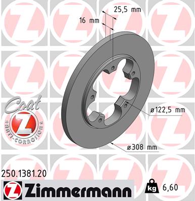 ZIMMERMANN Hátsó féktárcsa 250.1381.20_ZIM