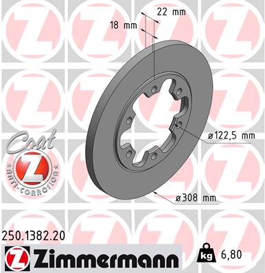 ZIMMERMANN Hátsó féktárcsa 250.1382.20_ZIM