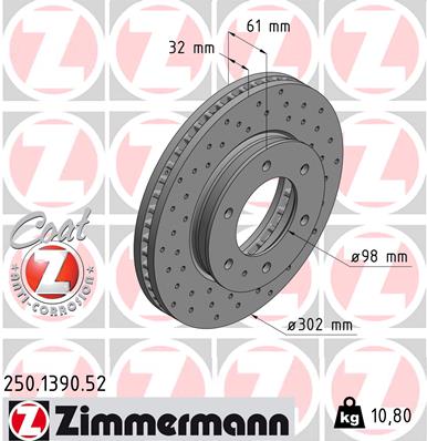 ZIMMERMANN Első féktárcsa 250.1390.52_ZIM