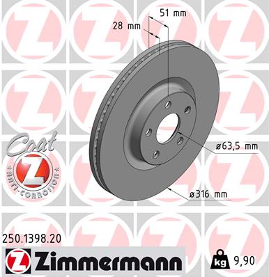 ZIMMERMANN Féktárcsa, mind 250.1398.20_ZIM