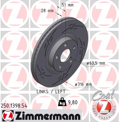 ZIMMERMANN Féktárcsa, mind 250.1398.54_ZIM