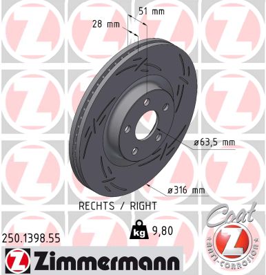 ZIMMERMANN Féktárcsa, mind 250.1398.55_ZIM