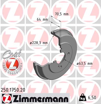 ZIMMERMANN Fékdob 250.1750.20_ZIM