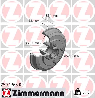 ZIMMERMANN Fékdob 250.1765.00_ZIM