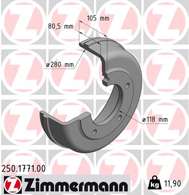 ZIMMERMANN Fékdob 250.1771.00_ZIM