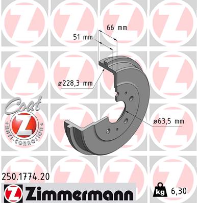 ZIMMERMANN Fékdob 250.1774.20_ZIM