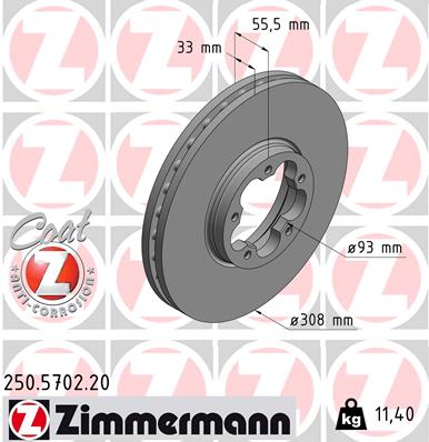 ZIMMERMANN Első féktárcsa 250.5702.20_ZIM