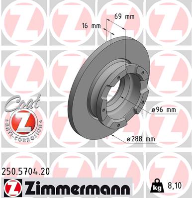 ZIMMERMANN Féktárcsa, mind 250.5704.20_ZIM