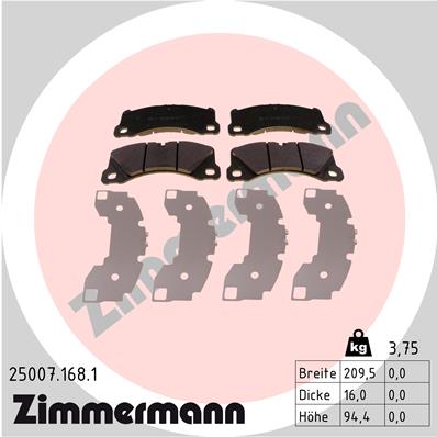 ZIMMERMANN Fékbetét, mind 25007.168.1_ZIM