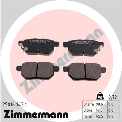 ZIMMERMANN Fékbetét, mind 25016.143.1_ZIM