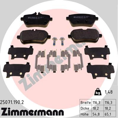 ZIMMERMANN Hátsó fékbetét 25071.190.2_ZIM