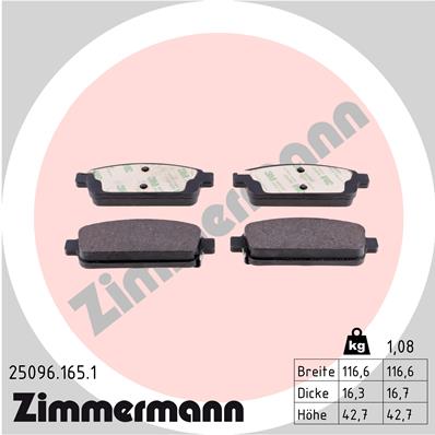 ZIMMERMANN Hátsó fékbetét 25096.165.1_ZIM