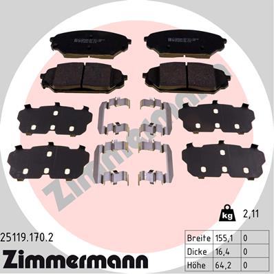 ZIMMERMANN Fékbetét, mind 25119.170.2_ZIM