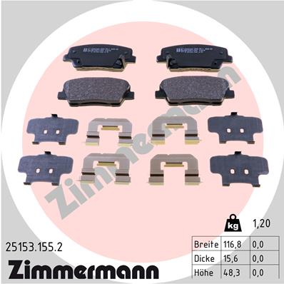 ZIMMERMANN Fékbetét, mind 25153.155.2_ZIM