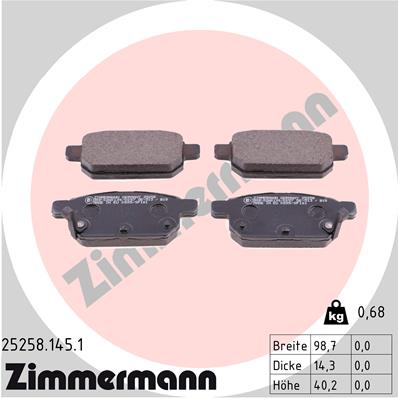 ZIMMERMANN Hátsó fékbetét 25258.145.1_ZIM