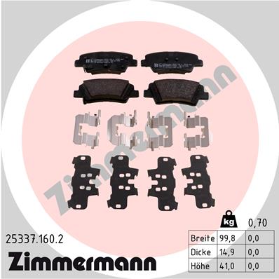 ZIMMERMANN Hátsó fékbetét 25337.160.2_ZIM