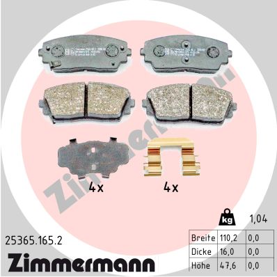 ZIMMERMANN Fékbetét, mind 25365.165.2_ZIM