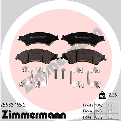 ZIMMERMANN Fékbetét, mind 25632.165.2_ZIM