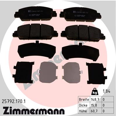 ZIMMERMANN Fékbetét, mind 25792.170.1_ZIM