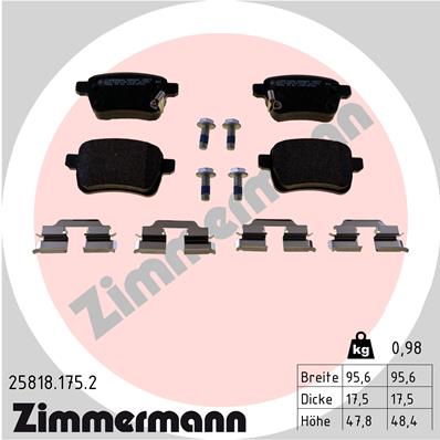 ZIMMERMANN Fékbetét, mind 25818.175.2_ZIM