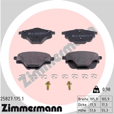 ZIMMERMANN Hátsó fékbetét 25827.175.1_ZIM