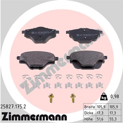 ZIMMERMANN Hátsó fékbetét 25827.175.2_ZIM