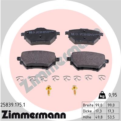 ZIMMERMANN Hátsó fékbetét 25839.175.1_ZIM