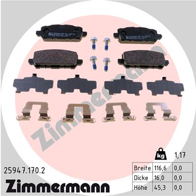 ZIMMERMANN Fékbetét, mind 25947.170.2_ZIM