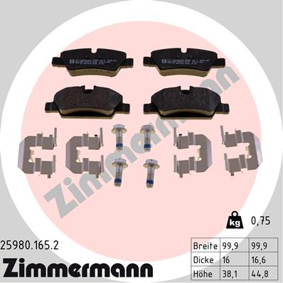 ZIMMERMANN Hátsó fékbetét 25980.165.2_ZIM