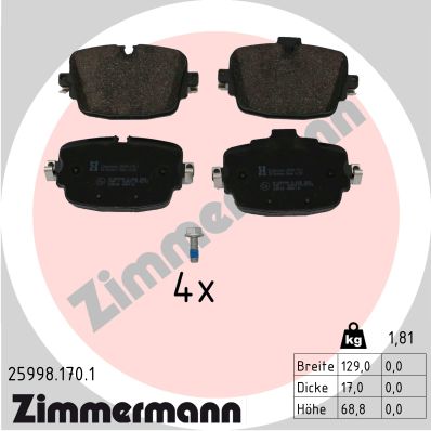 ZIMMERMANN Fékbetét, mind 25998.170.1_ZIM