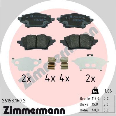 ZIMMERMANN Fékbetét, mind 26153.160.2_ZIM