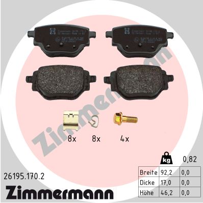 ZIMMERMANN Fékbetét, mind 26195.170.2_ZIM