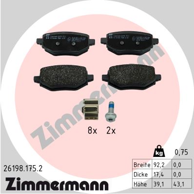 ZIMMERMANN Fékbetét, mind 26198.175.2_ZIM