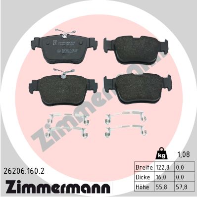 ZIMMERMANN Fékbetét, mind 26206.160.2_ZIM